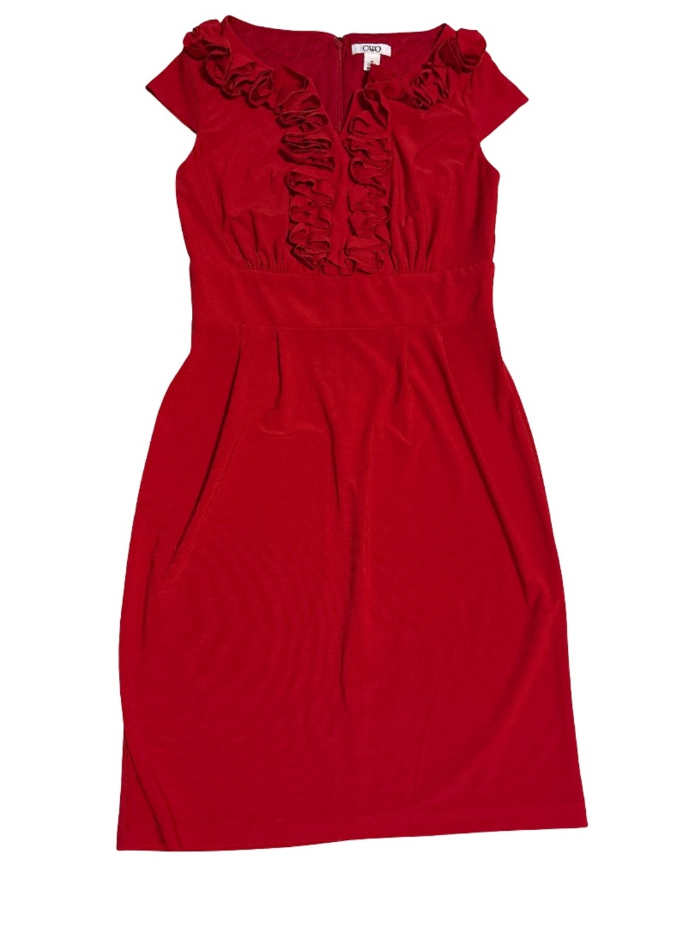 Cato Red Ruffle-Trim Sheath Dress